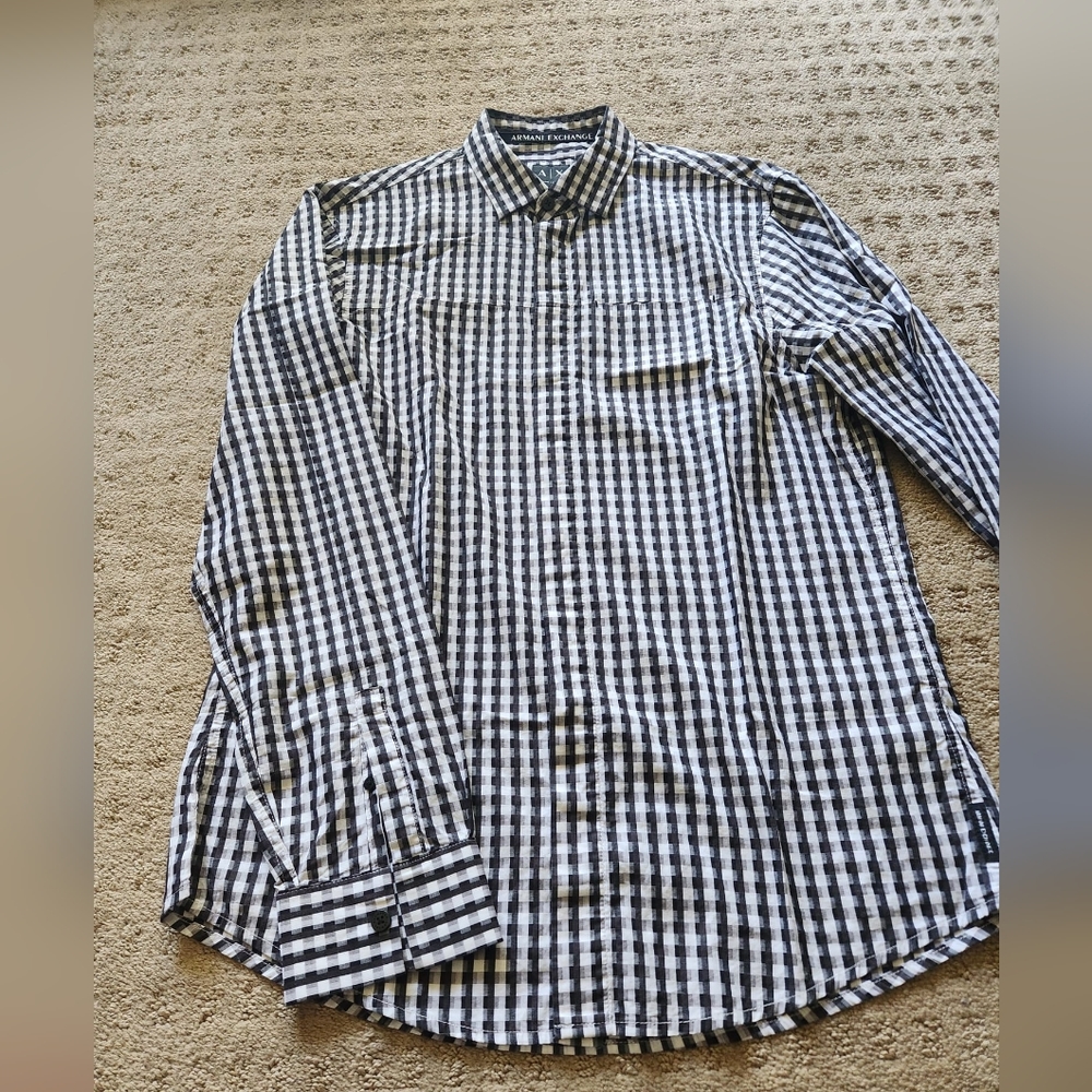 Armani Exchange Black & White collared shirt